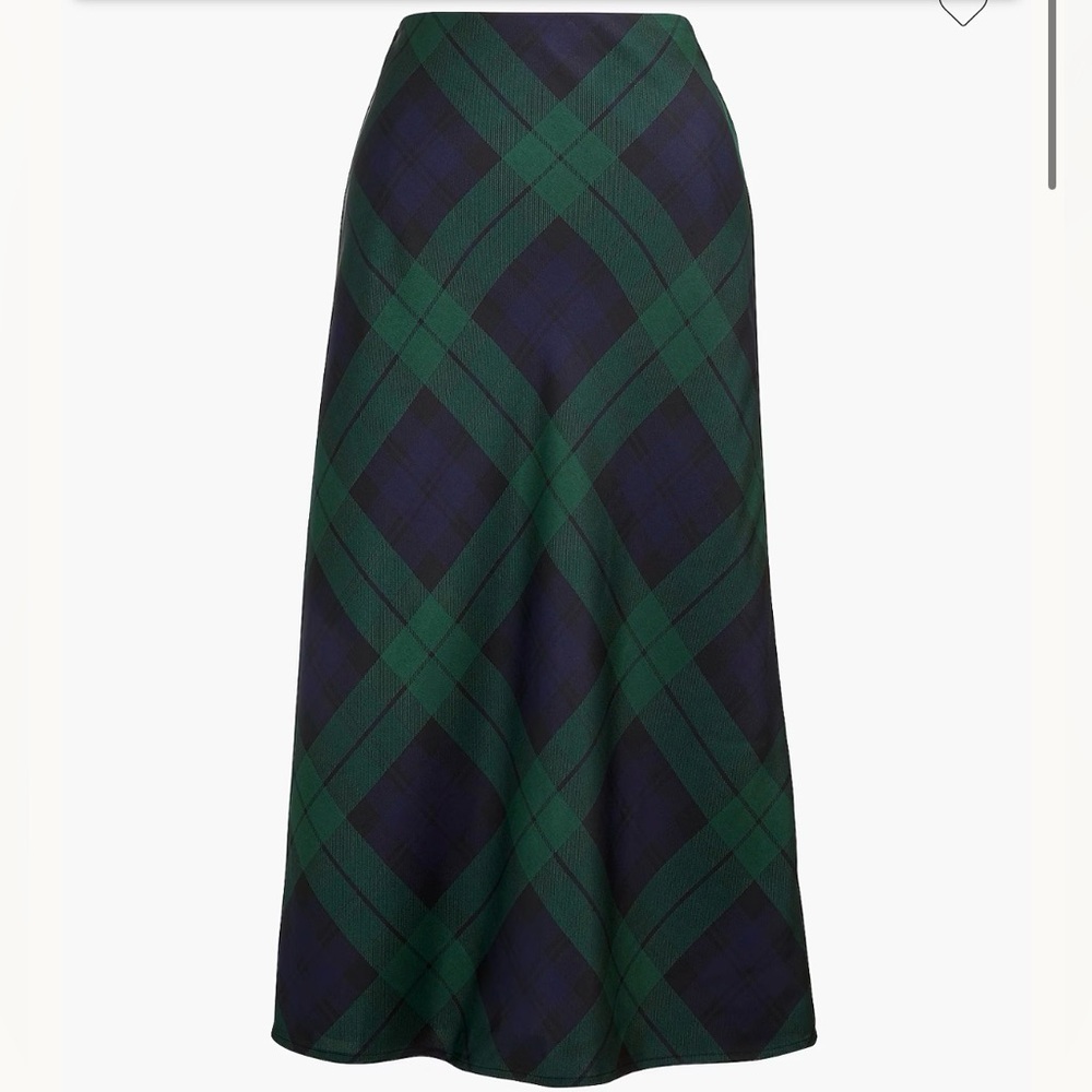 J. Crew Green and Navy Plaid A-Line Skirt